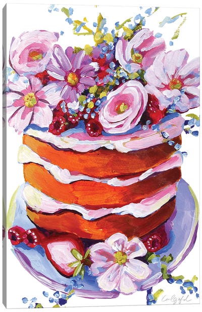 Spring Floral Cake Canvas Art Print - Laurel Greenfield