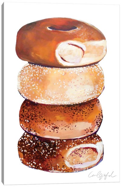 Stack of Bagels Canvas Art Print - Coffee Shop & Cafe