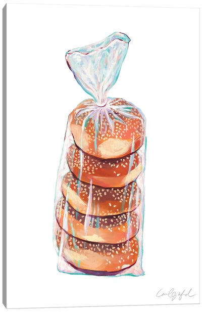 Bag Of Bagels Canvas Art Print - Bread Art