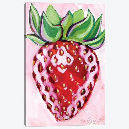 Strawberry on Pink Canvas Print #LGF91} by Laurel Greenfield Canvas Art