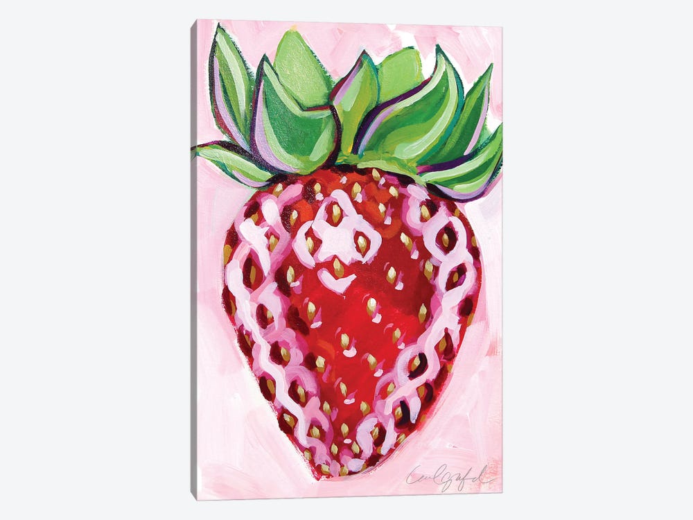 Strawberry on Pink by Laurel Greenfield 1-piece Canvas Artwork