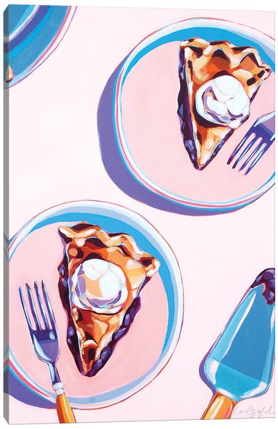 Two Slices of Blueberry Pie Canvas Art Print - Pie Art