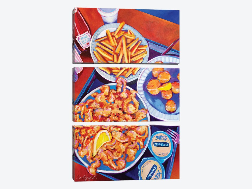 Fried Clams And French Fries by Laurel Greenfield 3-piece Canvas Art Print