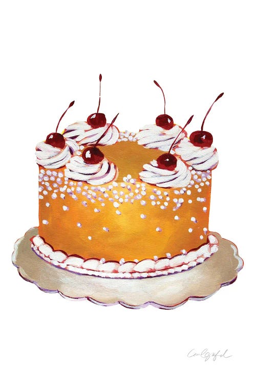 Golden Cake with Cherries