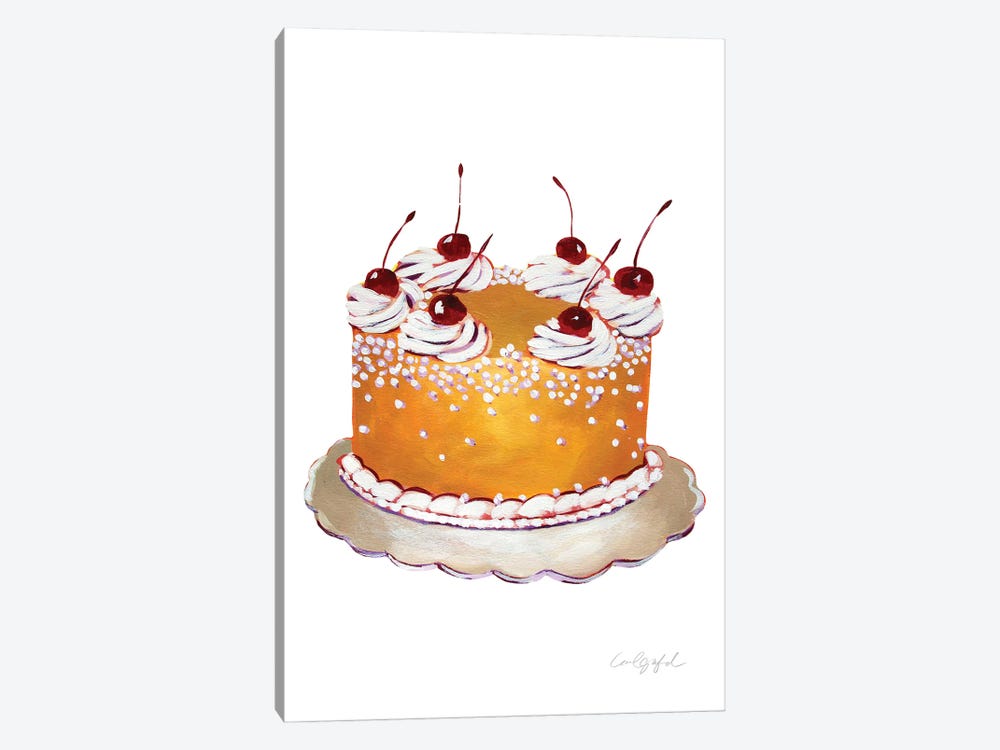 Golden Cake with Cherries by Laurel Greenfield 1-piece Canvas Wall Art