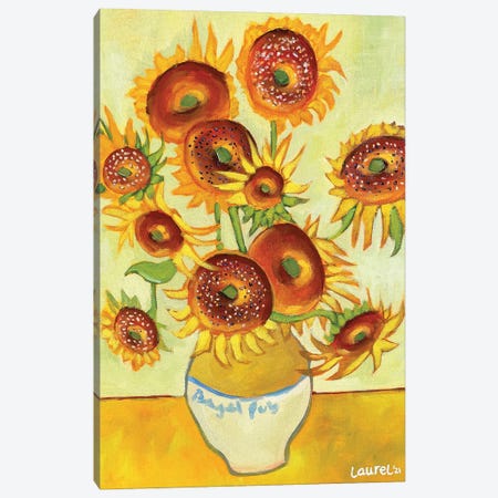 Bagel Sunflowers Canvas Print #LGF9} by Laurel Greenfield Canvas Artwork
