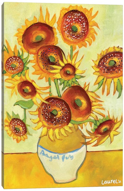 Bagel Sunflowers Canvas Art Print - Laurel Greenfield