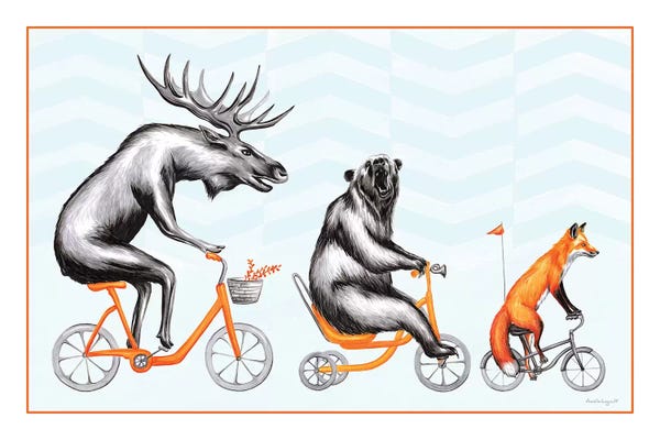 Kids Transportation Art: Forest Animals Trio by Amélie Legault
