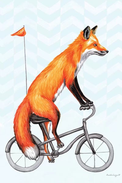 Kids Transportation Art: Fox On Bike by Amélie Legault
