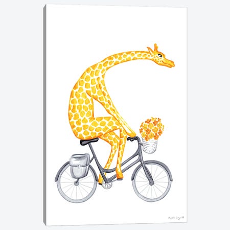 Giraffe On Bike Canvas Print #LGL13} by Amélie Legault Canvas Artwork