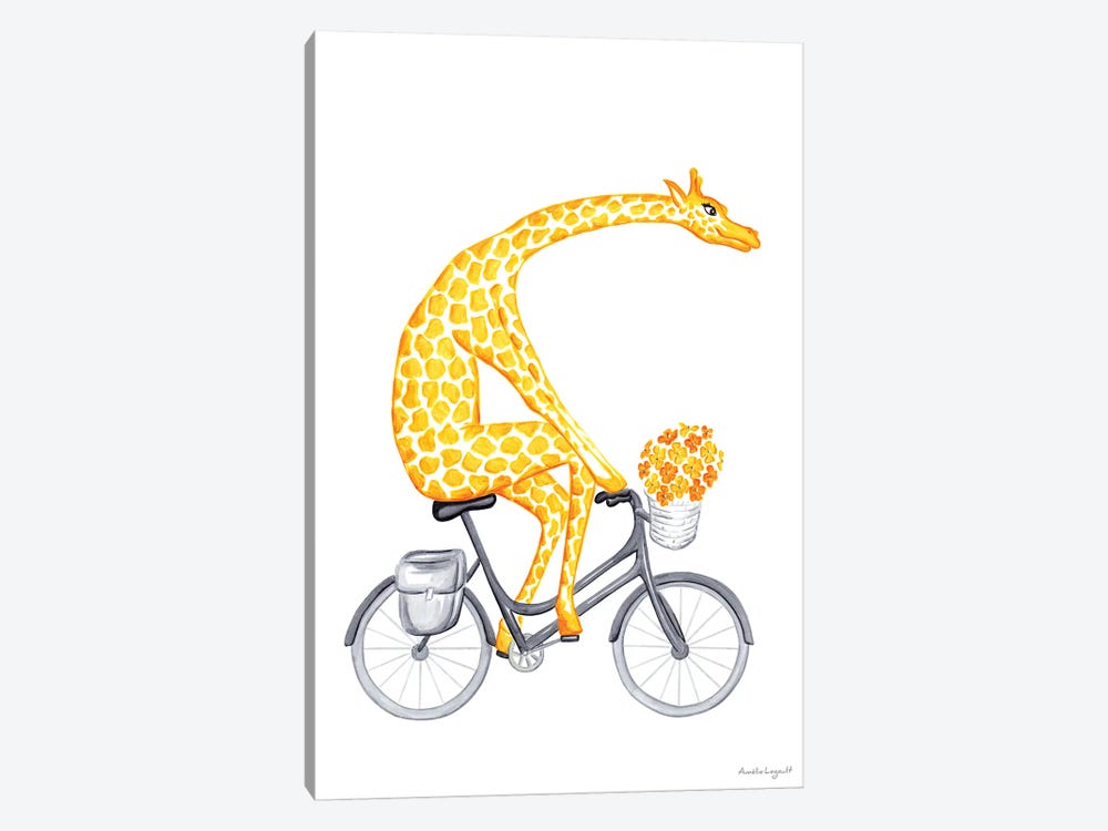 Giraffe On Bike by Amélie Legault 1-piece Canvas Artwork