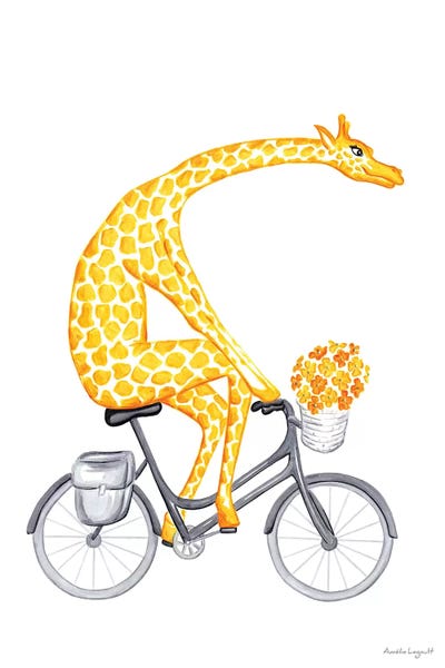 Kids Transportation Art: Giraffe On Bike by Amélie Legault