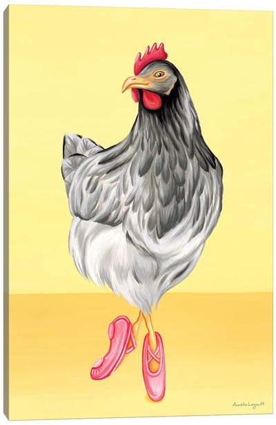 Hen Ballerina Canvas Art Print - Chicken & Rooster Art