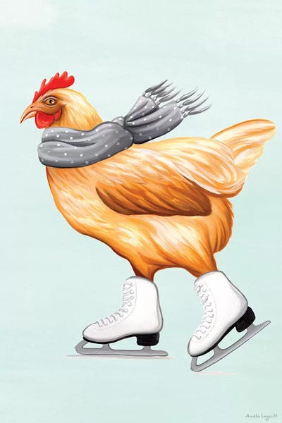 Hen Ice Skate by Amélie Legault framed canvas print