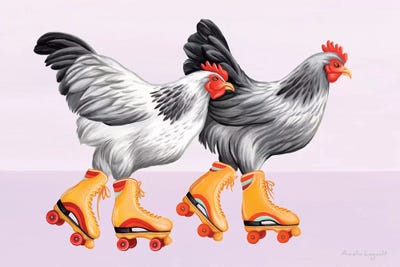 Hen Roller Skates by Amélie Legault framed canvas print