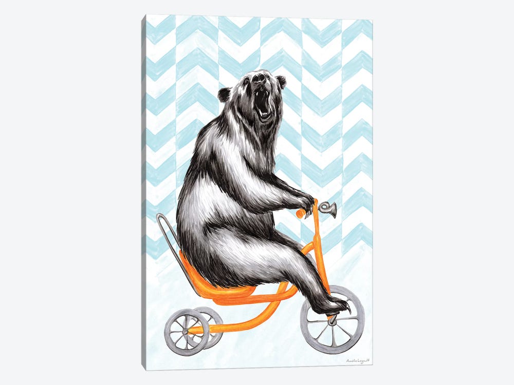Bear On Bike by Amélie Legault 1-piece Canvas Wall Art