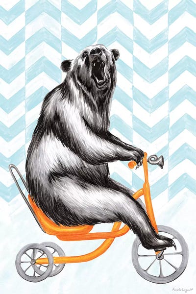 Kids Transportation Art: Bear On Bike by Amélie Legault