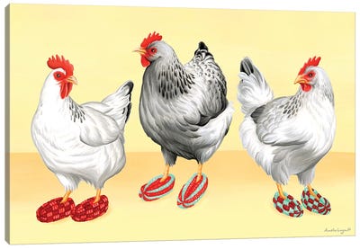 Hens Slippers Canvas Art Print - Amélie Legault