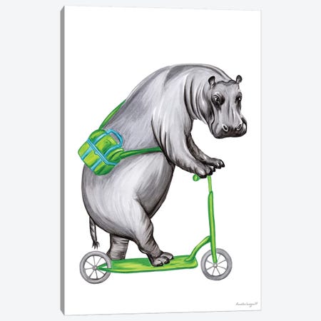Hippo On Bike Canvas Print #LGL22} by Amélie Legault Canvas Art Print