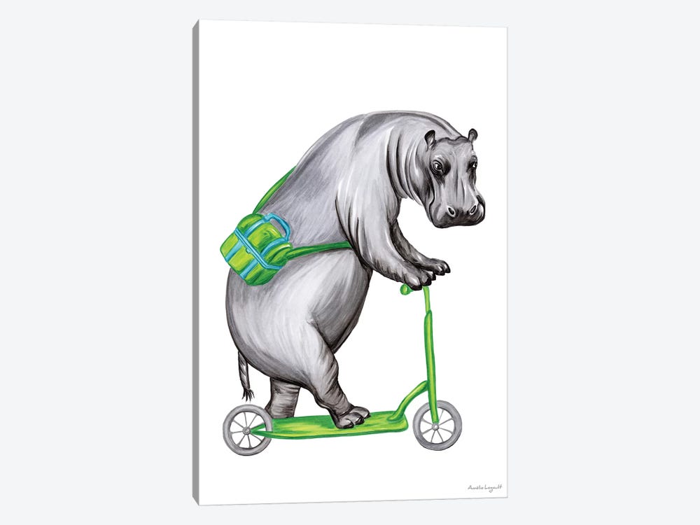 Hippo On Bike by Amélie Legault 1-piece Canvas Art