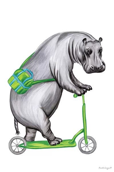Hippopotamuses: Hippo On Bike by Amélie Legault