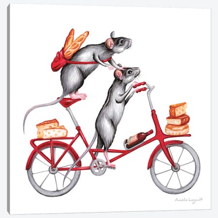 Mice On Bike Canvas Print #LGL25} by Amélie Legault Canvas Art