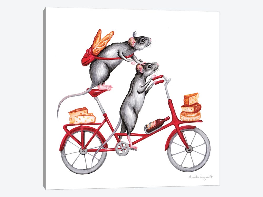 Mice On Bike by Amélie Legault 1-piece Art Print