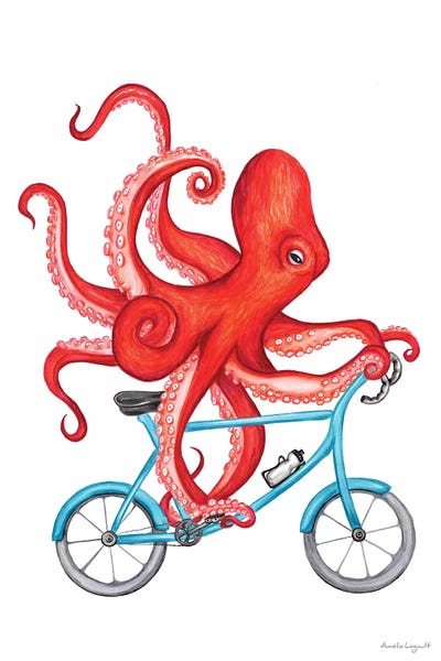 Bathroom Humor: Octopus On Bike by Amélie Legault