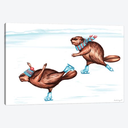 Beaver Ice Skate Canvas Print #LGL2} by Amélie Legault Canvas Art