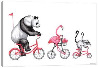 Pink Trio Canvas Art Print - Panda Art