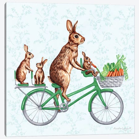 Rabbits On Bike Canvas Print #LGL31} by Amélie Legault Canvas Wall Art