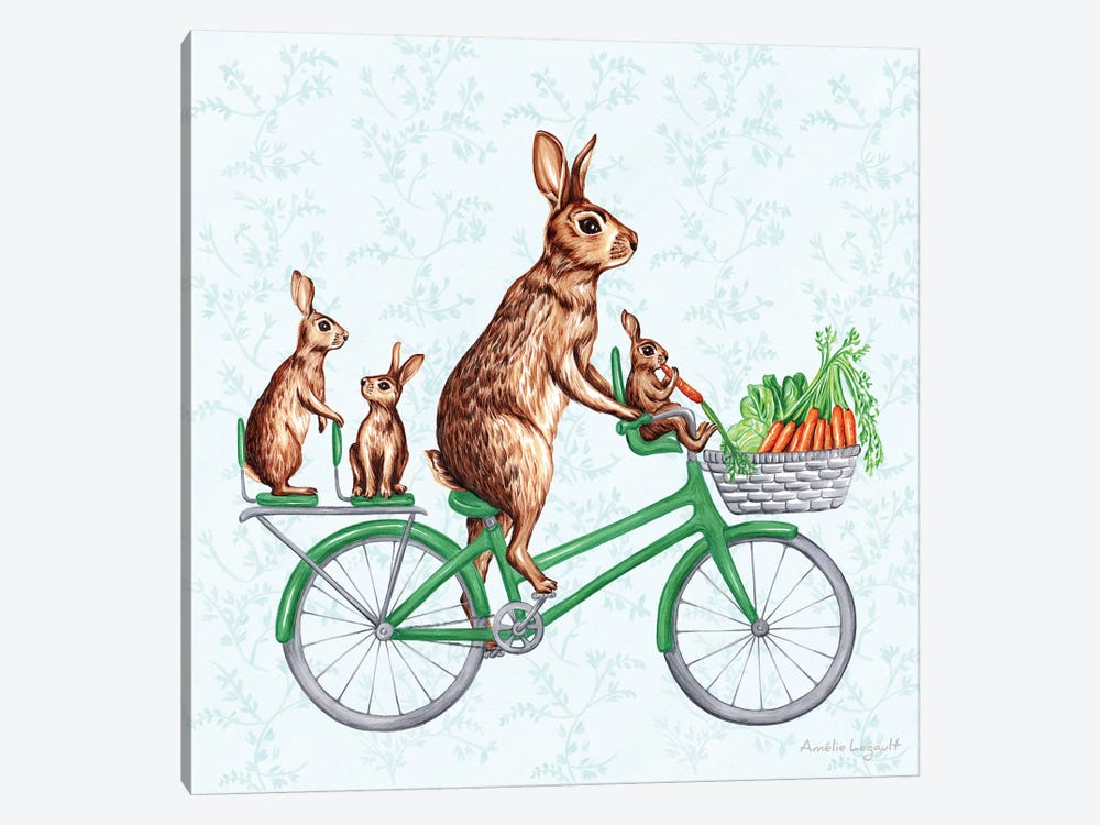 Rabbits On Bike by Amélie Legault 1-piece Canvas Wall Art
