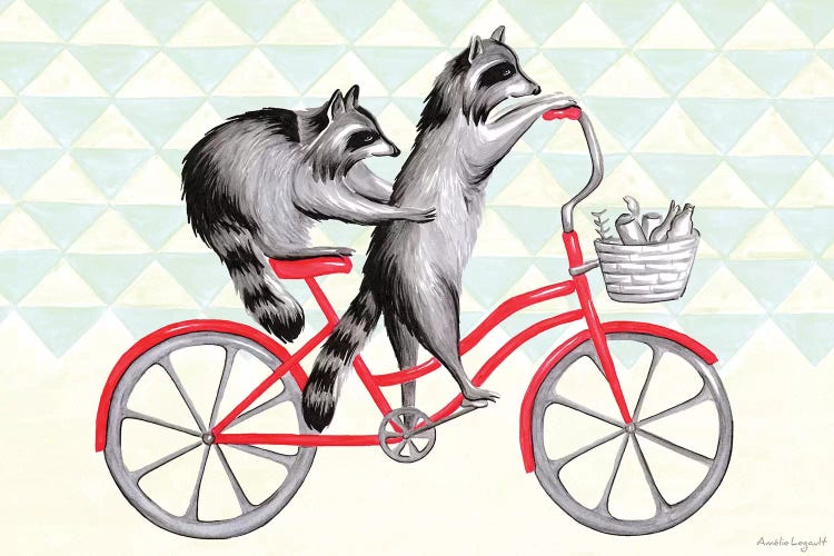 Raccoons On Bike