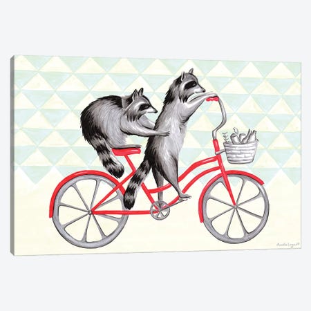 Raccoons On Bike Canvas Print #LGL32} by Amélie Legault Canvas Artwork