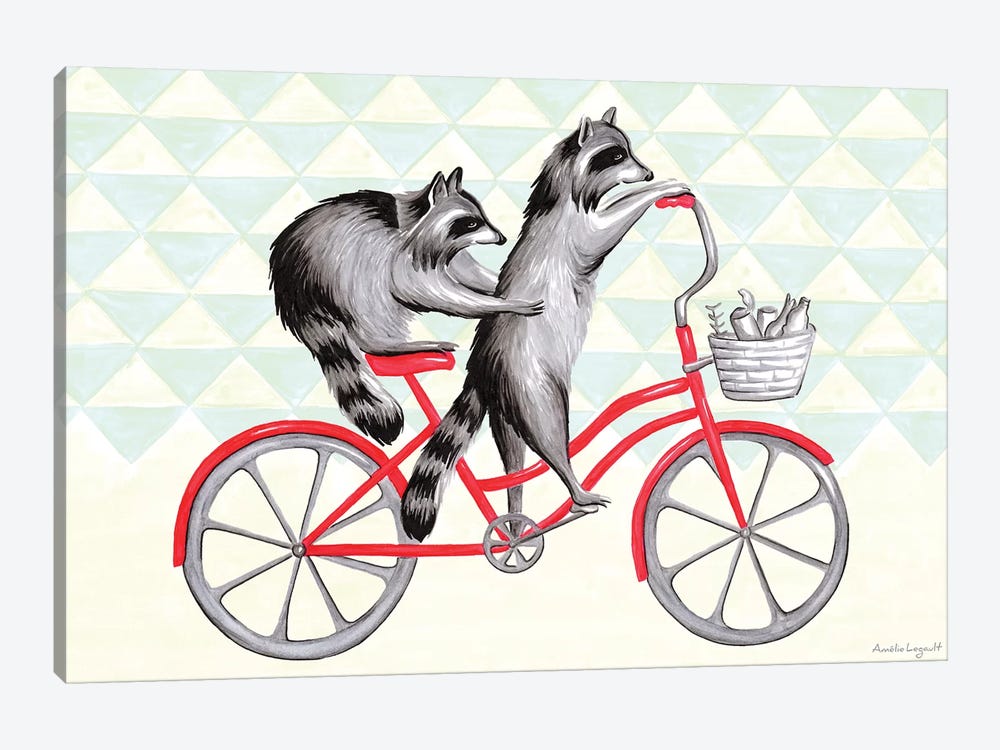 Raccoons On Bike by Amélie Legault 1-piece Art Print