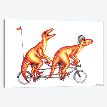 Raptors On Bike Canvas Print #LGL33} by Amélie Legault Canvas Artwork