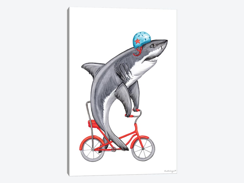 Shark On Bike by Amélie Legault 1-piece Canvas Art