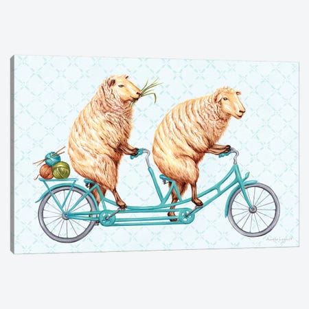 Sheeps On Bike Canvas Print #LGL36} by Amélie Legault Canvas Art Print
