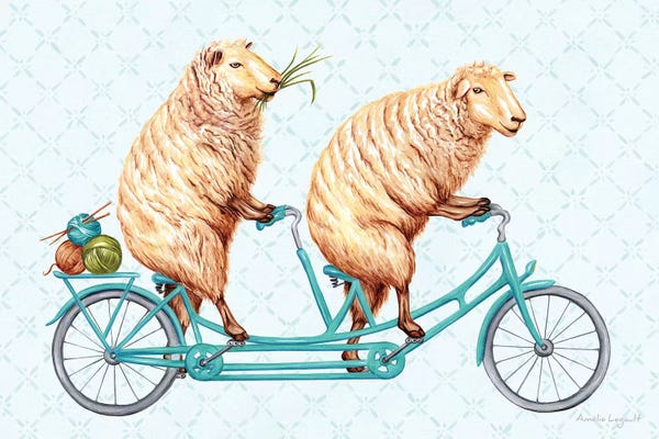 Kids Transportation Art: Sheeps On Bike by Amélie Legault