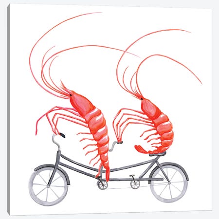 Shrimps On Bike Canvas Print #LGL37} by Amélie Legault Art Print