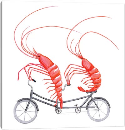 Shrimps On Bike Canvas Art Print - Amélie Legault