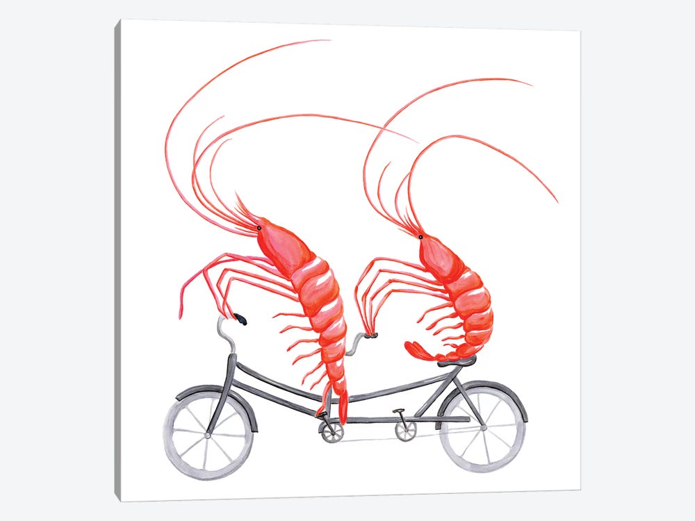 Shrimps On Bike by Amélie Legault 1-piece Canvas Artwork