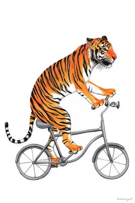 Tiger On Bike Canvas Art by Amélie Legault | iCanvas