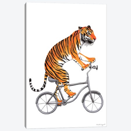 Tiger On Bike Canvas Print #LGL39} by Amélie Legault Canvas Art