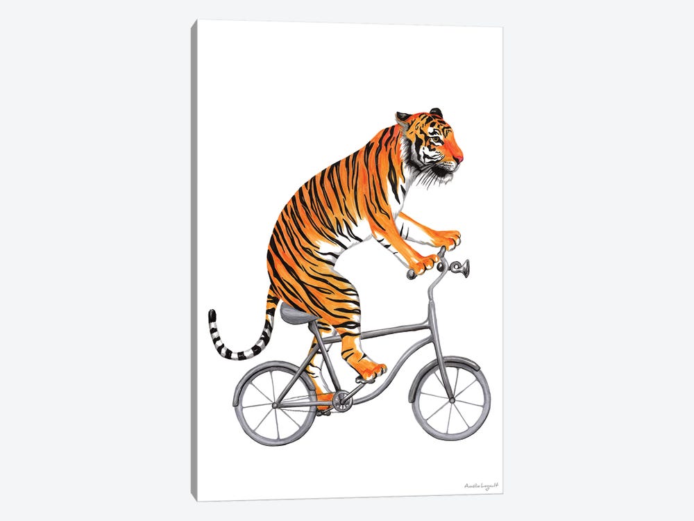 Tiger On Bike Canvas Art by Amélie Legault | iCanvas