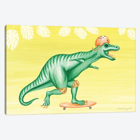 T-Rex On Skateboard Canvas Print #LGL40} by Amélie Legault Canvas Print