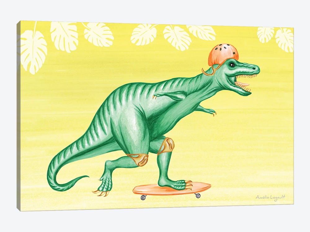 T-Rex On Skateboard by Amélie Legault 1-piece Canvas Art