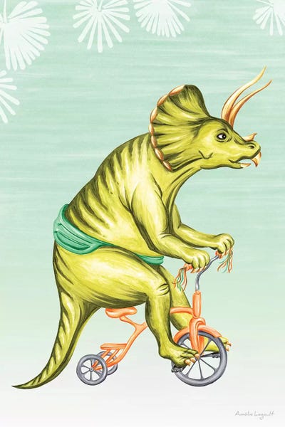Prehistoric Animals: Triceratops On Bike by Amélie Legault