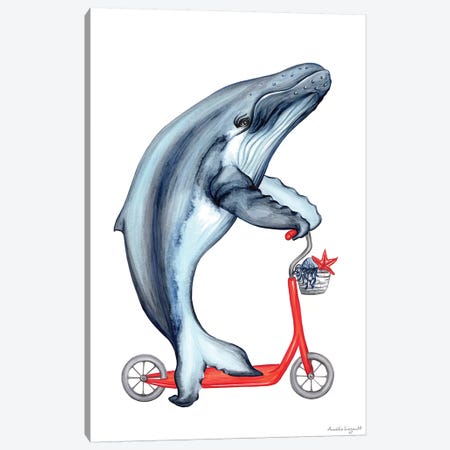 Whale On Bike Canvas Print #LGL43} by Amélie Legault Canvas Print