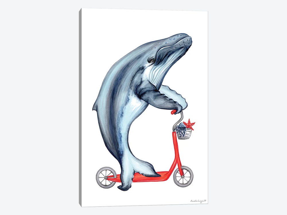 Whale On Bike by Amélie Legault 1-piece Art Print